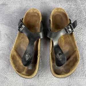 Women Birkenstock Gizeh Thong Sandals Leather Birko-Flor Slides Size 38 Gorpcore